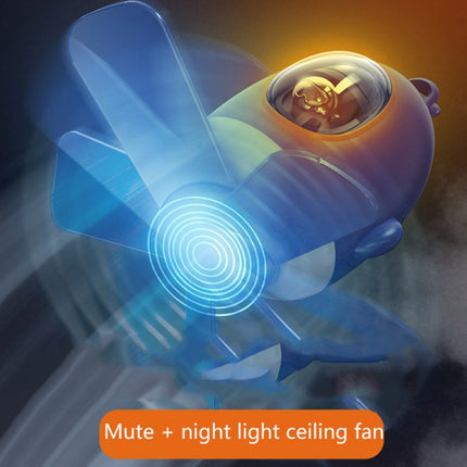 MF023 Airplane Night Light Ceiling Fan Household USB Remote Control Fan(White)-garmade.com