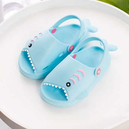 EVA Light Bottom Non-Slip Small Shark Slippers For Children, Size: 150(Sky Blue)-garmade.com