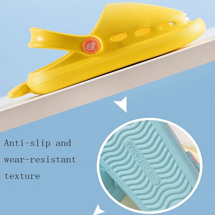 EVA Light Bottom Non-Slip Small Shark Slippers For Children, Size: 150(Mustard Green)-garmade.com
