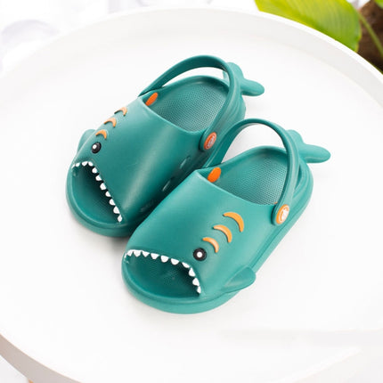 EVA Light Bottom Non-Slip Small Shark Slippers For Children, Size: 160(Dark Green)-garmade.com