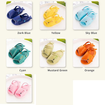 EVA Light Bottom Non-Slip Small Shark Slippers For Children, Size: 160(Yellow)-garmade.com