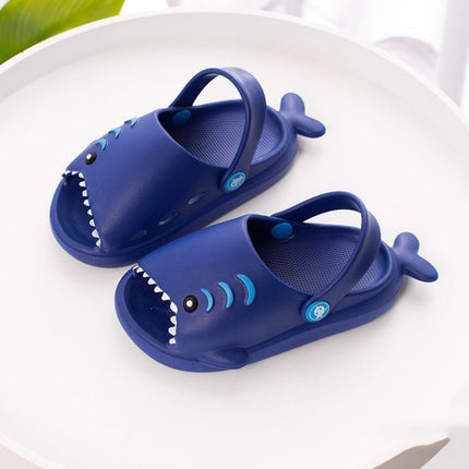 EVA Light Bottom Non-Slip Small Shark Slippers For Children, Size: 170(Navy Blue)-garmade.com