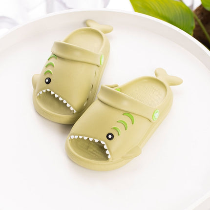 EVA Light Bottom Non-Slip Small Shark Slippers For Children, Size: 180(Mustard Green)-garmade.com