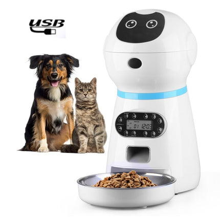 Pet Auto Feeding Intelligent Feed Stainless Steel Food Dish, Specification: USB Cable-garmade.com