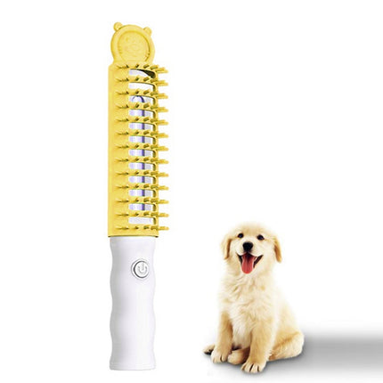 Pet Ultraviolet Sterilization And Mite Removal Massage Comb Dog Hair Brush(Yellow)-garmade.com