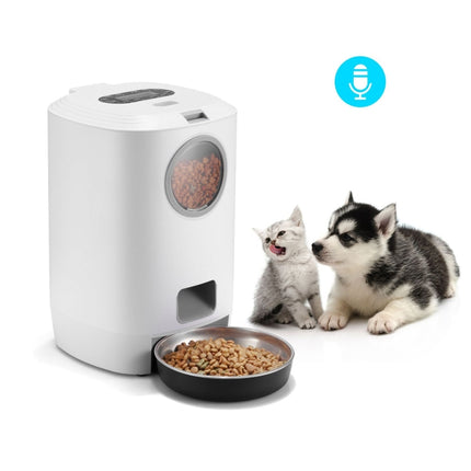 4.5L Smart Pet Cat Dog Bowl Food Automatic Dispenser Feeder With Timer Auto Electronic Feeder With Metal Food Tray, Specification: USB Interface No Adapter-garmade.com