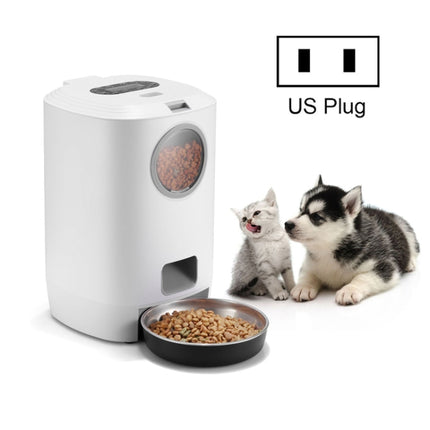 4.5L Smart Pet Cat Dog Bowl Food Automatic Dispenser Feeder With Timer Auto Electronic Feeder With Metal Food Tray, Specification: US Plug-garmade.com