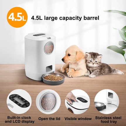 4.5L Smart Pet Cat Dog Bowl Food Automatic Dispenser Feeder With Timer Auto Electronic Feeder With Metal Food Tray, Specification: EU Plug-garmade.com