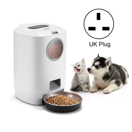 4.5L Smart Pet Cat Dog Bowl Food Automatic Dispenser Feeder With Timer Auto Electronic Feeder With Metal Food Tray, Specification: UK Plug-garmade.com