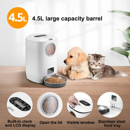 4.5L Smart Pet Cat Dog Bowl Food Automatic Dispenser Feeder With Timer Auto Electronic Feeder With Metal Food Tray, Specification: UK Plug-garmade.com