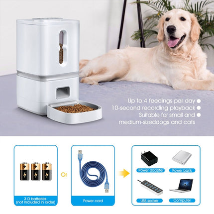 7L Smart Pet Feeder Timed Quantitative Large Window Cat And Dog Food Dispenser, Plug Type: EU Plug-garmade.com