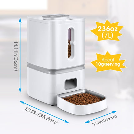 7L Smart Pet Feeder Timed Quantitative Large Window Cat And Dog Food Dispenser, Plug Type: EU Plug-garmade.com