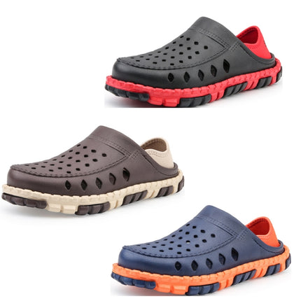 Summer Men Sandals Hollow Slippers Seaside Antiskid Beach Shoes, Size: 39(Blue+Orange)-garmade.com
