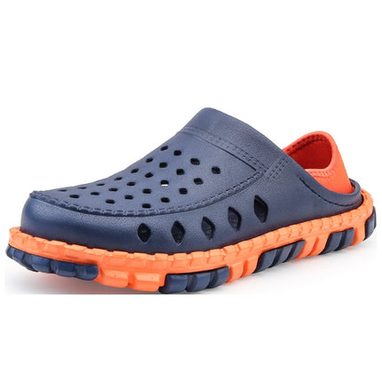 Summer Men Sandals Hollow Slippers Seaside Antiskid Beach Shoes, Size: 40(Blue+Orange)-garmade.com