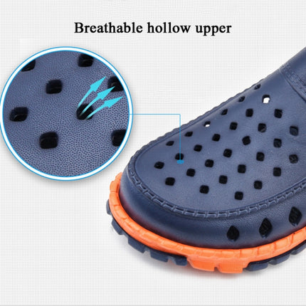 Summer Men Sandals Hollow Slippers Seaside Antiskid Beach Shoes, Size: 43(Blue+Orange)-garmade.com