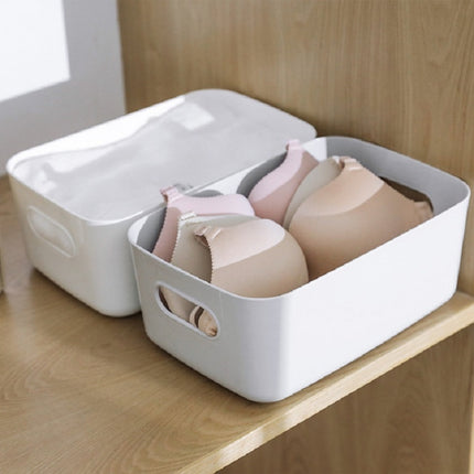 Desktop Storage Box Bathroom Kitchen Plastic Storage Basket Snacks Sundry Storage Basket Cosmetics Storage Basket(White)-garmade.com