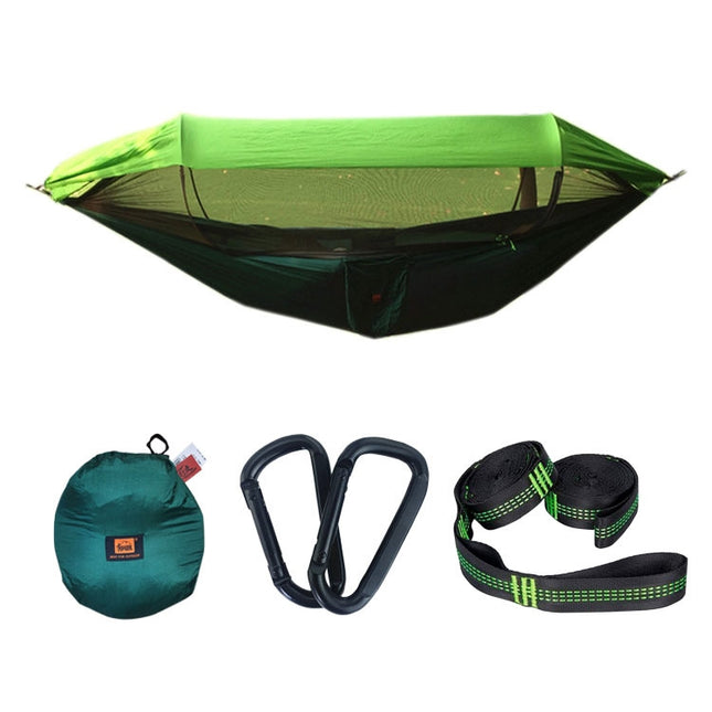 Parachute Cloth Anti-Mosquito Sunshade With Mosquito Net Hammock Outdoor Single Double Swing Off The Ground Aerial Tent 290x140cm Ink Green / Grass Green)-garmade.com