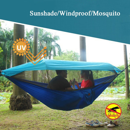 Parachute Cloth Anti-Mosquito Sunshade With Mosquito Net Hammock Outdoor Single Double Swing Off The Ground Aerial Tent 290x140cm Ink Green / Grass Green)-garmade.com