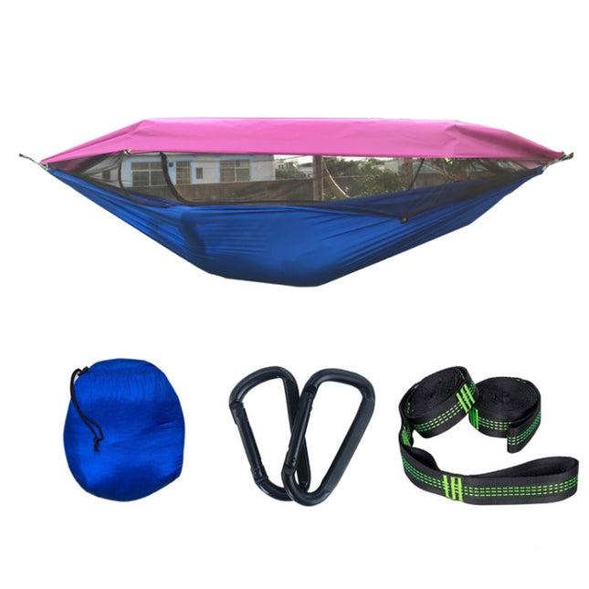 Parachute Cloth Anti-Mosquito Sunshade With Mosquito Net Hammock Outdoor Single Double Swing Off The Ground Aerial Tent 290 x 145cm (Pink Blue)-garmade.com