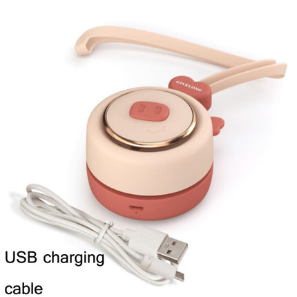 GIVELONG Hanging Neck Mini Rechargeable USB Fan Children Portable Leafless Fan(Piglet (Pink) )-garmade.com