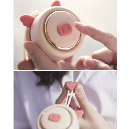 GIVELONG Hanging Neck Mini Rechargeable USB Fan Children Portable Leafless Fan(Piglet (Pink) )-garmade.com