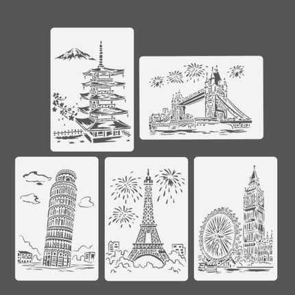 2 Sets Tower System (5PCS / Set) Construction Series Painting Template Theme City A4 Label Template-garmade.com