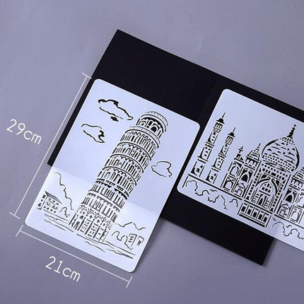 10 PCS 1 Paris Tower Construction Series Painting Template Theme City A4 Label Template-garmade.com