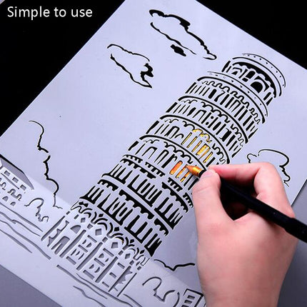 10 PCS 1 Paris Tower Construction Series Painting Template Theme City A4 Label Template-garmade.com