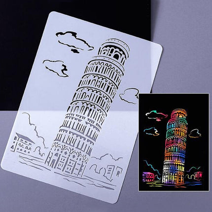 10 PCS 1 Paris Tower Construction Series Painting Template Theme City A4 Label Template-garmade.com