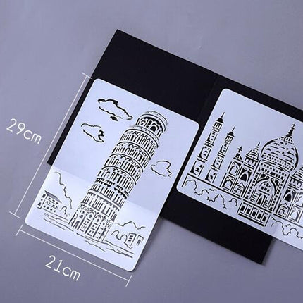10 PCS 5 Taj Mahal Construction Series Painting Template Theme City A4 Label Template-garmade.com