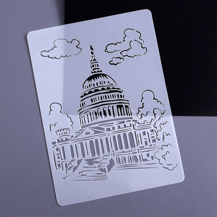 10 PCS 6 White House Construction Series Painting Template Theme City A4 Label Template-garmade.com