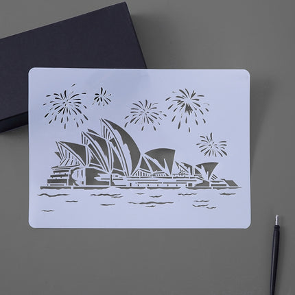 10 PCS 9 Sydney Construction Series Painting Template Theme City A4 Label Template-garmade.com