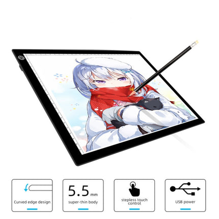 Copy Station Anime Drain Station LED Copy Board With Magnetic Suction Light Board Drawing Plate With USB Cable, Specification: A4 3 Gear Dimming (Black)-garmade.com