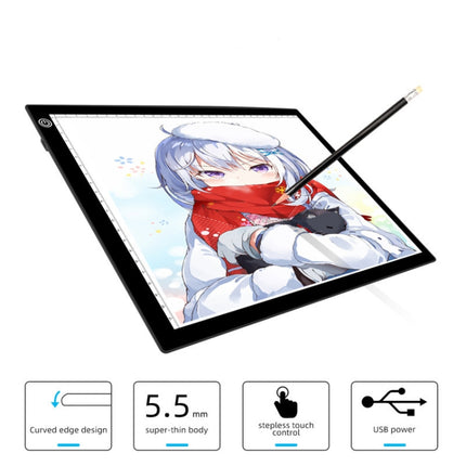Copy Station Anime Drain Station LED Copy Board With Magnetic Suction Light Board Drawing Plate With USB Cable, Specification: A3 3 Gear Dimming (Black)-garmade.com