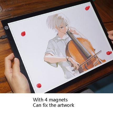 Copy Station Anime Drain Station LED Copy Board With Magnetic Suction Light Board Drawing Plate With USB Cable, Specification: A3 Stepless Dimming (Black)-garmade.com