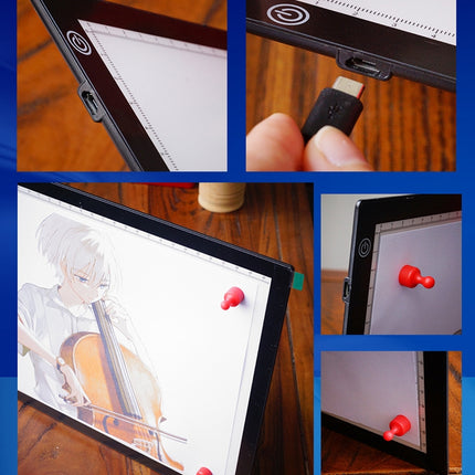 Copy Station Anime Drain Station LED Copy Board With Magnetic Suction Light Board Drawing Plate With USB Cable, Specification: A3 Stepless Dimming (Black)-garmade.com