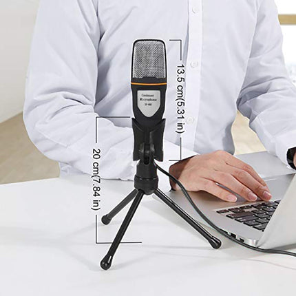 SF-666 Computer Voice Microphone With Adapter Cable Anchor Mobile Phone Video Wired Microphone With Bracketcket, Colour: White-garmade.com