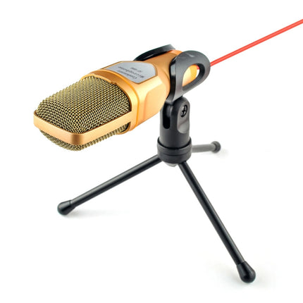 SF-666 Computer Voice Microphone With Adapter Cable Anchor Mobile Phone Video Wired Microphone With Bracketcket, Colour: Golden-garmade.com