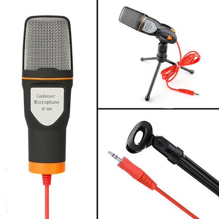 SF-666 Computer Voice Microphone With Adapter Cable Anchor Mobile Phone Video Wired Microphone With Bracketcket, Colour: Black-garmade.com