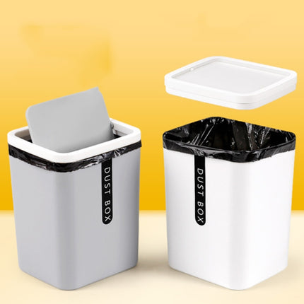 Mini Office Coffee Table Desktop Plastic Shake Lid Storage Trash Can(White)-garmade.com