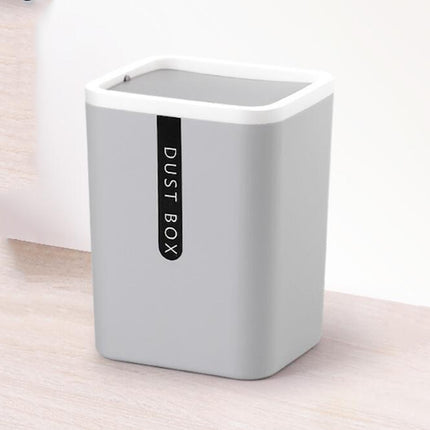 Mini Office Coffee Table Desktop Plastic Shake Lid Storage Trash Can(Gray)-garmade.com