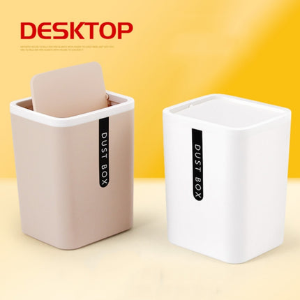 Mini Office Coffee Table Desktop Plastic Shake Lid Storage Trash Can(Gray)-garmade.com