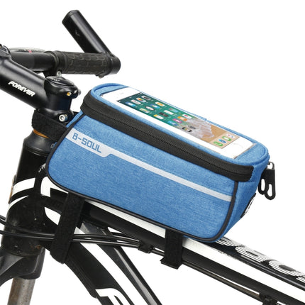 B-Soul YA249 Mountain Bike Front Beam Bag Bicycle Bag Riding Equipment Saddle Bag Upper Pipe Package(Blue)-garmade.com
