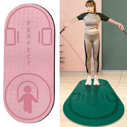 Indoor Skipping Mat Sound Insulation Shock Absorption Thickened Skipping Blanket Non-Slip Yoga Mat, Size: 140 x 60cm(Rubber Pink+Cushion+Jump Rope)-garmade.com