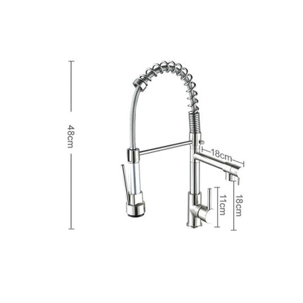 Copper And Nickel Brushed Double Outlet Spring Faucet Rotatable Kitchen Hot And Cold Water Faucet, Specification: Brushed-garmade.com