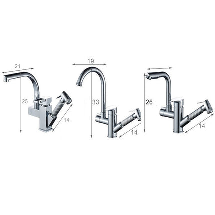 Kitchen Pull-Out Double Faucet Water Table Hot And Cold Water Faucet, Specification: Wheel Bending Pull-garmade.com