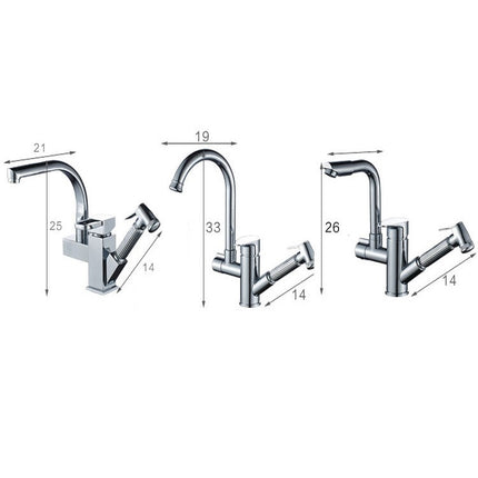 Kitchen Pull-Out Double Faucet Water Table Hot And Cold Water Faucet, Specification: Round Spray Pull-garmade.com