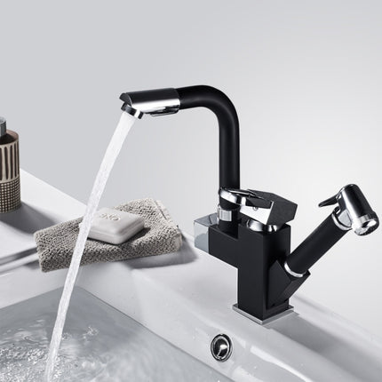 Kitchen Pull-Out Double Faucet Water Table Hot And Cold Water Faucet, Specification: Cube Spray Pull-garmade.com