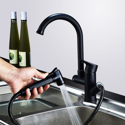 Kitchen Pull-Out Double Faucet Water Table Hot And Cold Water Faucet, Specification: Cube Spray Pull-garmade.com