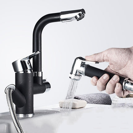 Kitchen Pull-Out Double Faucet Water Table Hot And Cold Water Faucet, Specification: Cube Spray Pull-garmade.com